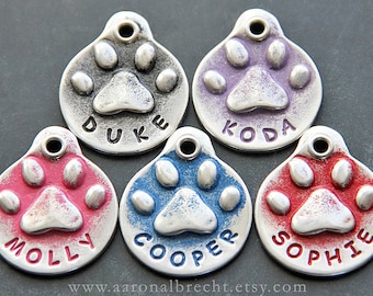 Dog Tags for Dogs Personalized, Dog Tag, Unique Dog ID Tag, Dog Name Tag, Custom Pet ID Tag, Dog Paw Print, Handmade