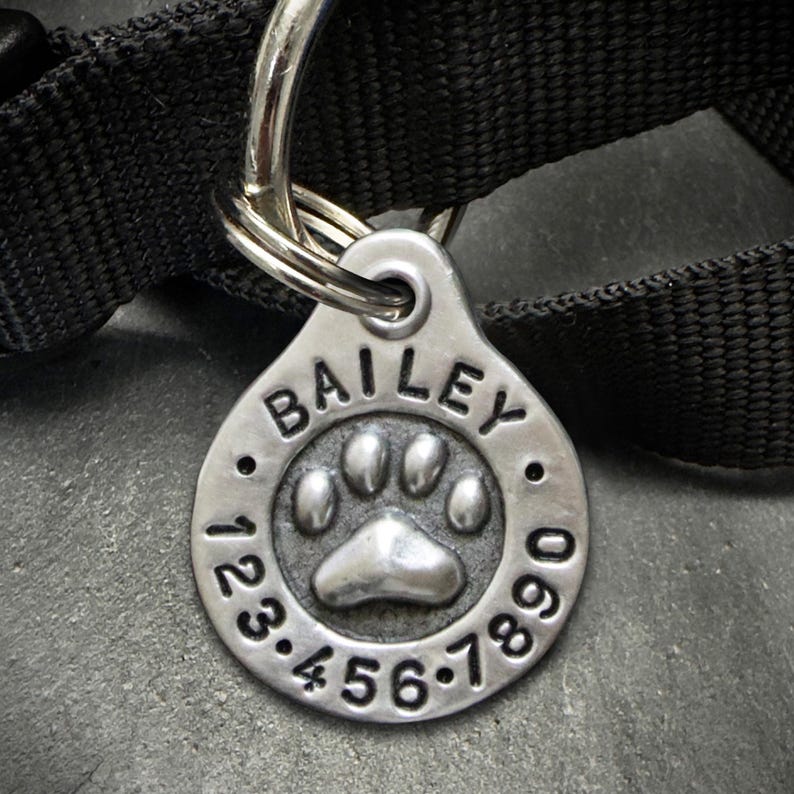 Personalized Paw Print Dog Tag: Handmade Pet ID Tag image 1