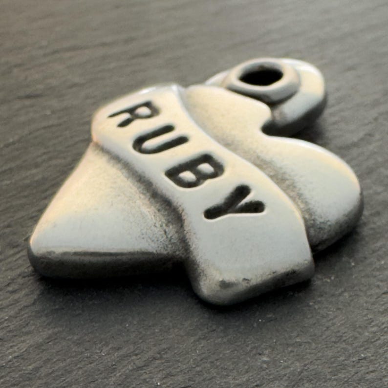 Cat Tag - Cat ID Tag - Cat Collar Tag - Gift for Cat - Small Dog Tag - Pet ID Tag - Small Pet Tag - Cat Name Tag - Hand Stamped Heart image 8