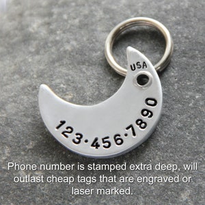 Hand Stamped Dog Tag, Personalized Dog Tag, Custom Dog Tag, Dog Tag For Dogs, Moon Dog Tag, Luna Name Tag image 4