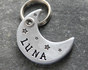 Handmade Luna Pet ID Tag: Custom Moon Dog Tag