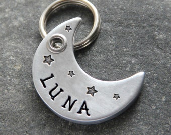 Luna Pet ID Tag, Moon Custom Dog Tag, Personalized Pet Tag, Dog Tag For Dogs