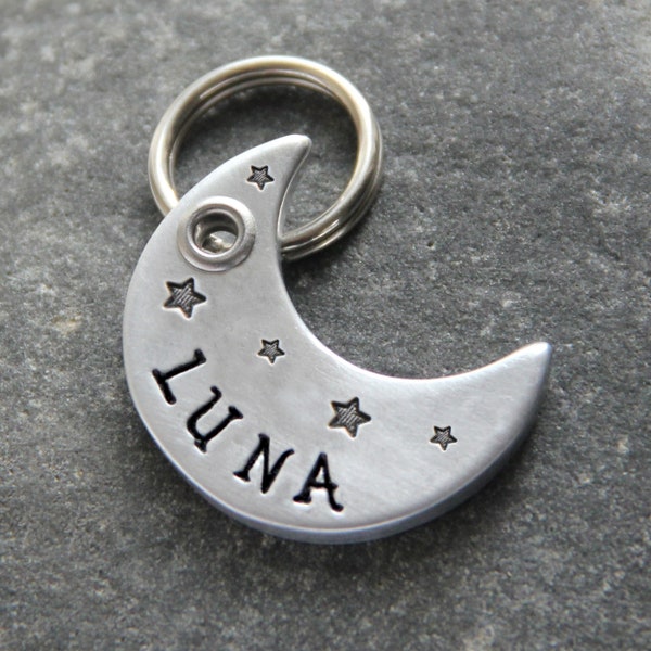 Luna Pet ID Tag, Moon Custom Dog Tag, Personalized Pet Tag, Dog Tag For Dogs