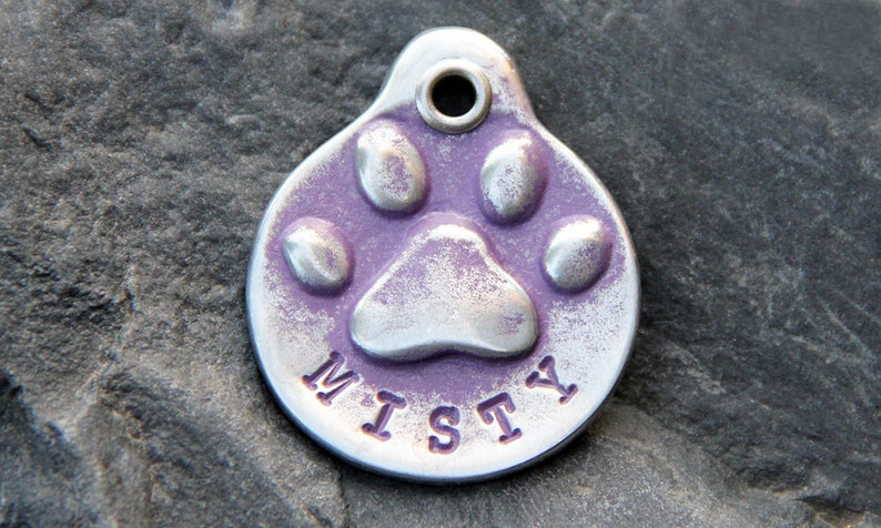 Dog Tag Dog ID Tag Pet Tag Personalized Dog Tag for Collar Purple