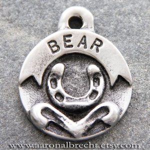 Hand Stamped Horseshoe Pet ID Tag: Custom Pewter Halter Tag