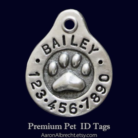 Personalized Paw Print Dog Tag: Handmade Pet ID Tag