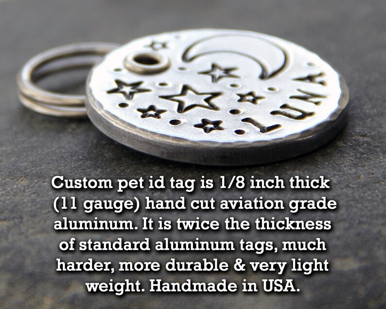 Custom Dog Tags for Dogs Personalized Moon and Stars