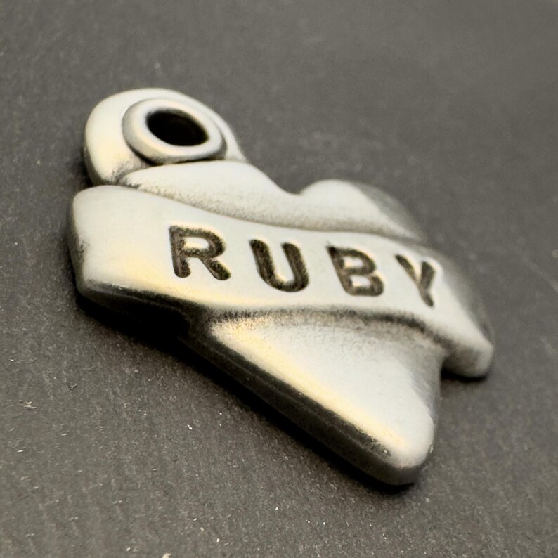 Cat Tag - Cat ID Tag - Cat Collar Tag - Gift for Cat - Small Dog Tag - Pet ID Tag - Small Pet Tag - Cat Name Tag - Hand Stamped Heart image 7
