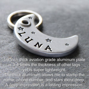Hand Stamped Dog Tag, Personalized Dog Tag, Custom Dog Tag, Dog Tag For Dogs, Moon Dog Tag, Luna Name Tag image 3