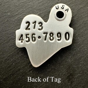 Cat Tag - Cat ID Tag - Cat Collar Tag - Gift for Cat - Small Dog Tag - Pet ID Tag - Small Pet Tag - Cat Name Tag - Hand Stamped Heart image 6