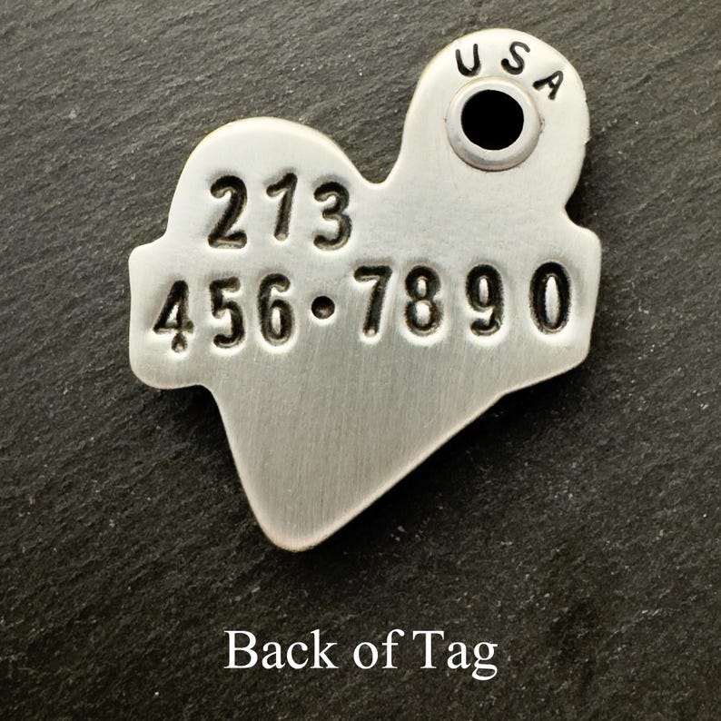Cat Tag - Cat ID Tag - Cat Collar Tag - Gift for Cat - Small Dog Tag - Pet ID Tag - Small Pet Tag - Cat Name Tag - Hand Stamped Heart image 6