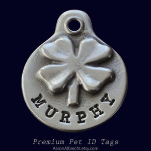 Shamrock Pet ID Tag: Personalized Pewter Dog Collar Tag
