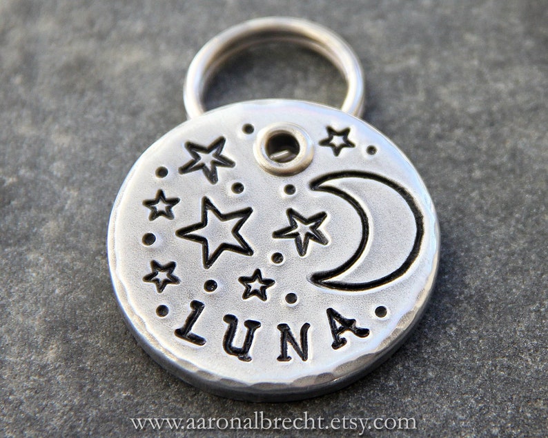 Custom Dog Tags for Dogs Personalized Moon and Stars