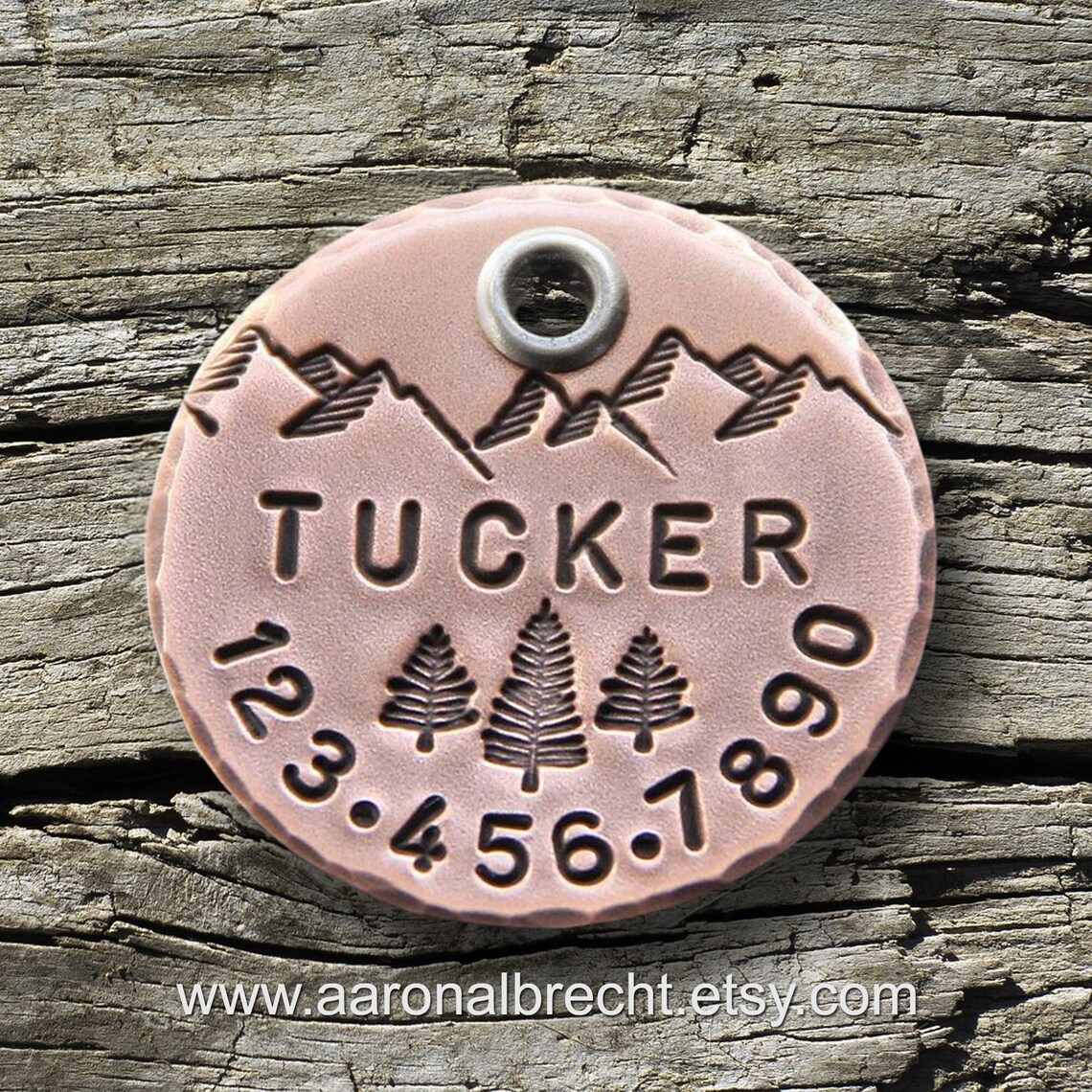 Copper Dog Tags for Dogs Personalized Nature Mountains Etsy