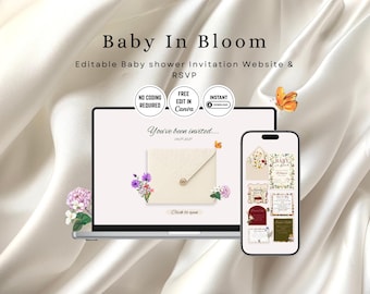 Baby in Bloom Floral Baby Shower Einladung Website (Digitaler Download)