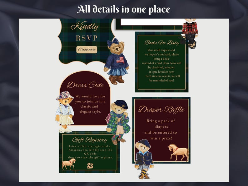 Ralph Lauren's Girl Polo Bear Baby Shower Invitation Website, Preppy ...
