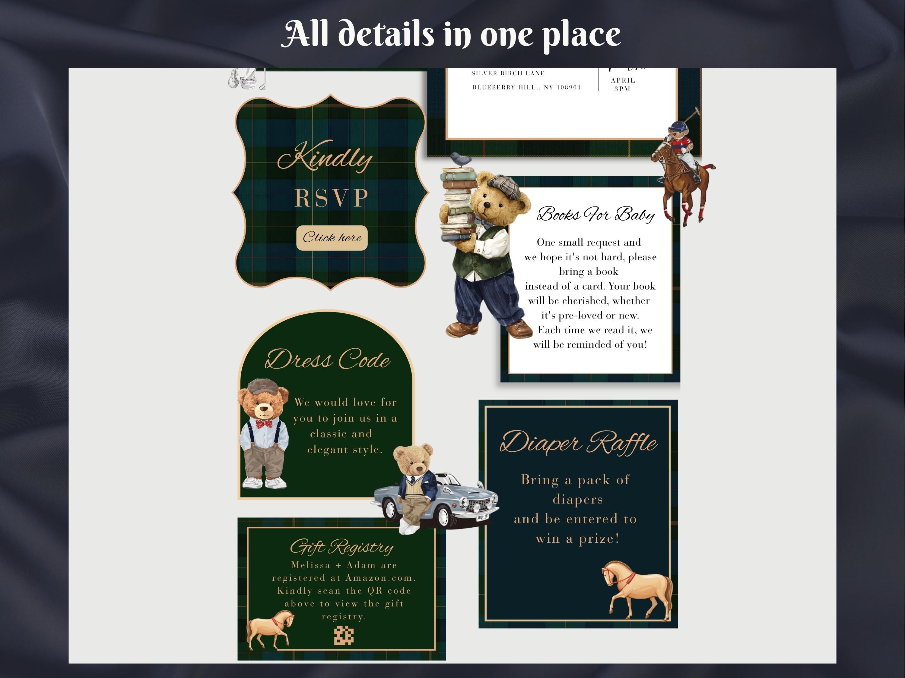 Ralph Lauren Polo Bear Baby Shower Invitation Website, Preppy Teddy ...