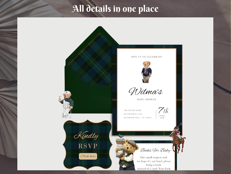 Ralph Lauren Polo Bear Baby Shower Invitation Website, Preppy Teddy ...