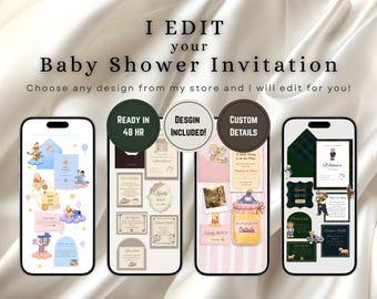 Benutzerdefinierte Babypartyeinladung Website, personalisiertes digitales Design, Antwort Einladung, bearbeite ich für Sie