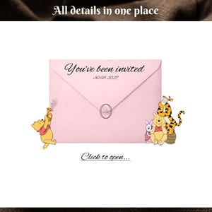 Winnie The Pooh - Digitale Babyparty-Website-Vorlage - Rosa Farben-Einladung - Bearbeitbare Canva-Website - Antwortwünsche Bild 8