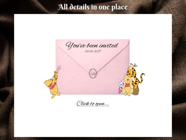 Winnie The Pooh - Digitale Babyparty-Website-Vorlage - Rosa Farben-Einladung - Bearbeitbare Canva-Website - Antwortwünsche Bild 8