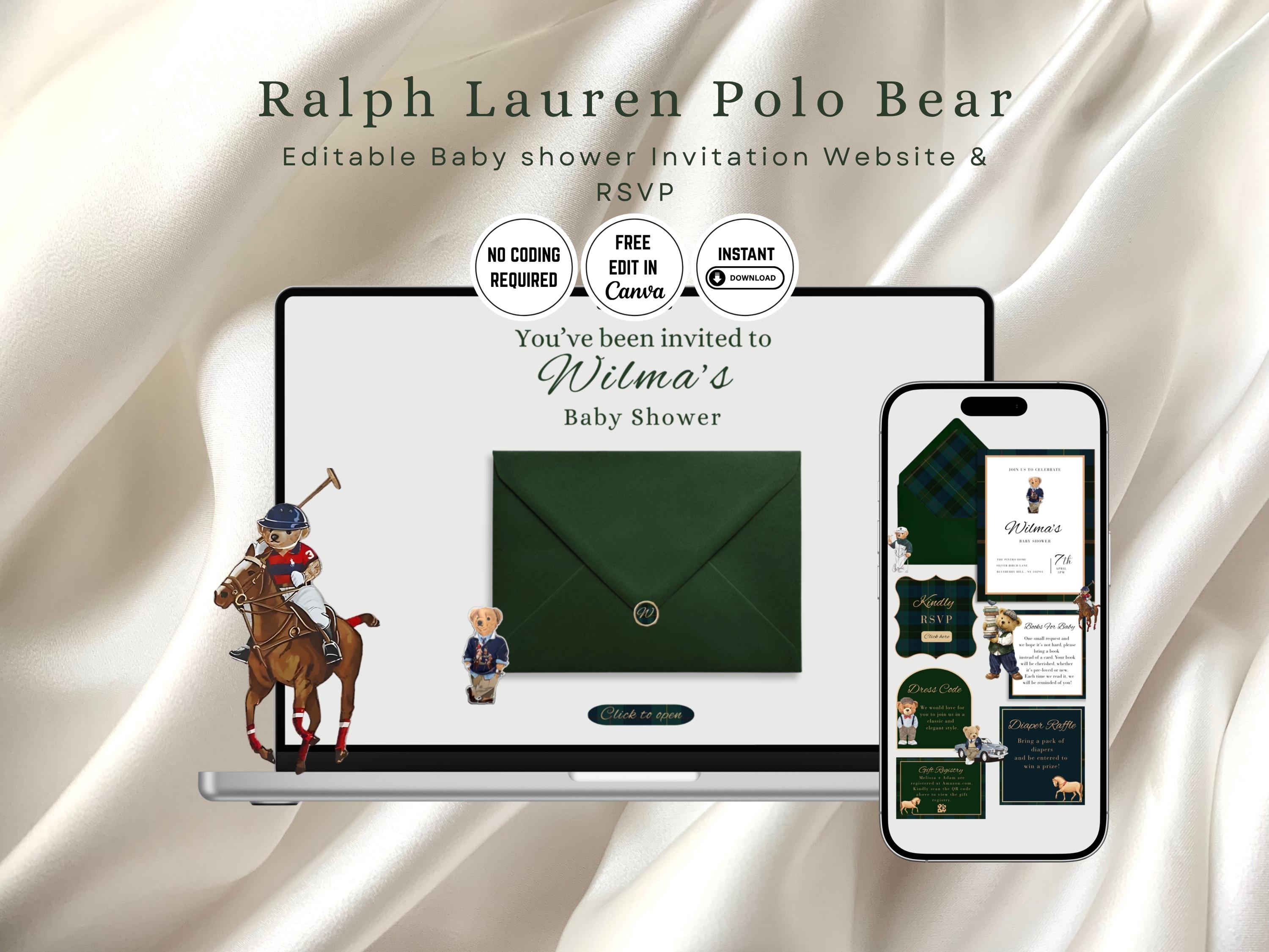 Ralph Lauren Polo Bear Baby Shower Invitation Website, Preppy Teddy ...