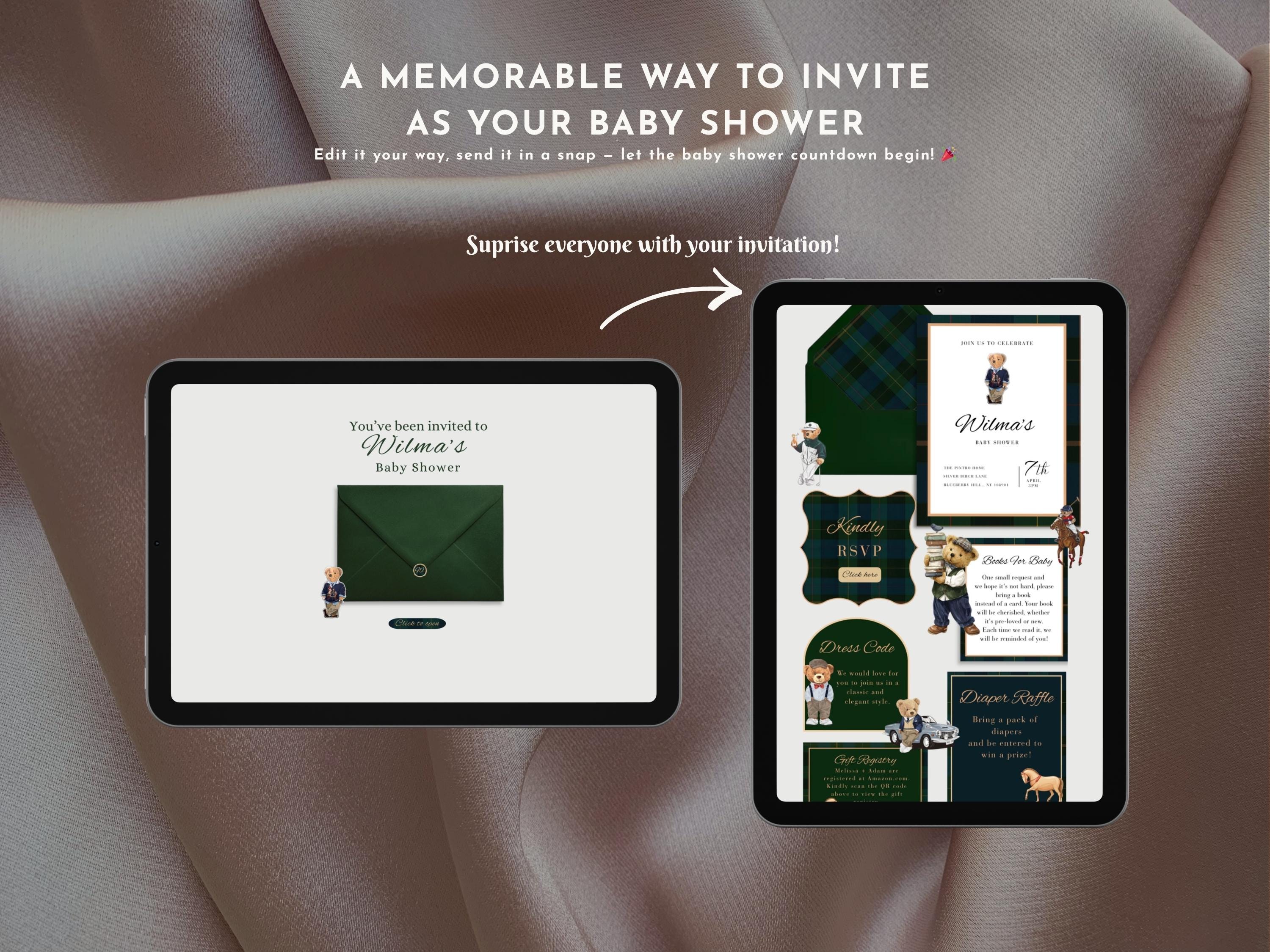 Ralph Lauren Polo Bear Baby Shower Invitation Website, Preppy Teddy ...