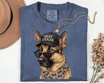 Maglietta con grafica "Ladro di dolcetti del pastore tedesco", maglietta unisex per amanti dei cani, maglietta per cani in stile vintage, idea regalo per proprietari di animali domestici, regali per chi possiede un cane