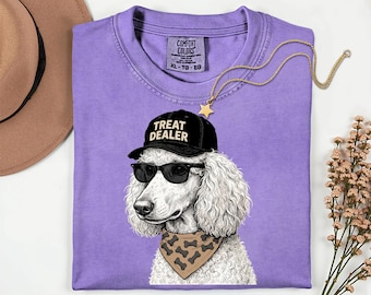 Comfort Colors プードルおやつディーラーシャツ、犬好きママクルーネックTシャツ、皮肉なユーモア、プードルプライドシャツ、毛皮の親