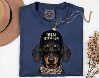 Chemise voleur de friandises teckel couleurs confort, cadeau papa chien, t-shirt maman chien, j'ai ce chien en moi, cadeau pour amoureux des animaux de compagnie, chemise rétro pour chien