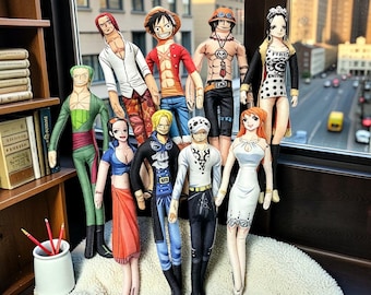 28cm Anime One Piece Luffy Zoro Nami Sanji Abstract Mouse Plush Toy Stuffed Doll with Skeleton Body, Luffy Doll