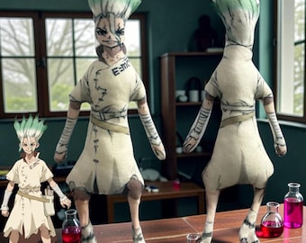Anime Dr STONE Ishigami Senkuu Cosplay Plush Cotton Doll Slender Twistable Shape Room Decoration Abstract Model Decoration