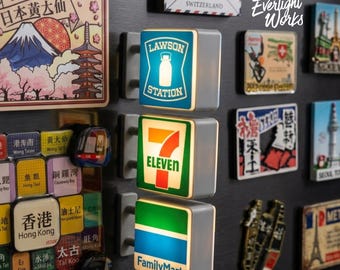 Imán personalizado para caja de luz de Konbini japonés – Decoración réplica de tienda de conveniencia de Tokio y metro