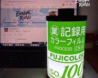 Fujicolor 100 Film Canister Lamp, Unique Retro Light for Film Lovers