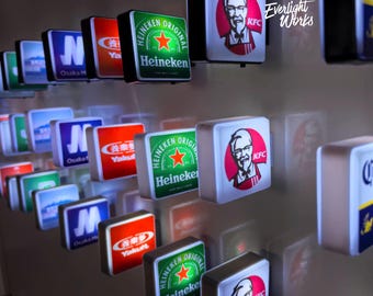 Mini Light Box Sign Magnet Collection - Retro Glowing Miniature Replicas, Vintage Bar & Kitchen Fridge Decor