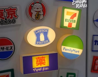Caja de luz de tienda de conveniencia japonesa, lámpara con letrero de 7-Eleven FamilyMart Lawson, decoración de loft de Matsumoto Kiyoshi, luz nocturna de la autopista de Tokio