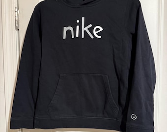 Boys/Girls unisex Youth Nike Black Hoodie Grey White Logo - size L