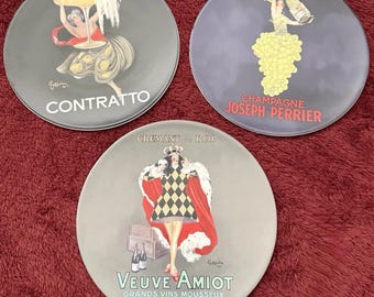 Vintage 2002 Pottery Barn Bubbly Salad Plates Dessert Plates Set Of 3 Rare risqué girls
