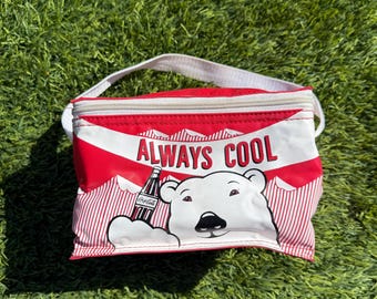 Vintage Always Cool Coca-Cola Coke Polar Bear Insulated Cooler Lunch Bag 8x5x5