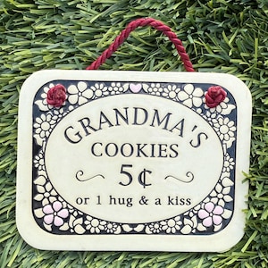Hand Crafted Trinity Pottery Ceramic Wall Hanging Sign Grandmas Cookies Plaque vintage rare