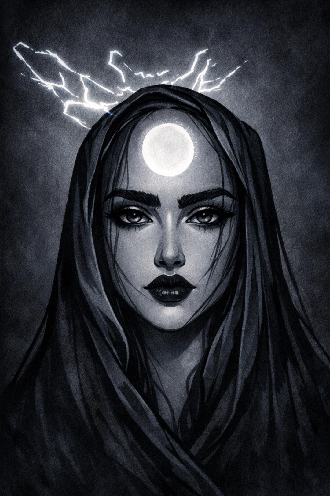 Mystic Woman Wall Art Printable, Dark Feminine Art, Spiritual Portrait ...