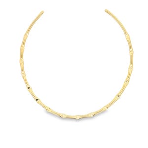 18K Gold Filled Bamboo Omega Choker, Vintage Inspired Statement Necklace