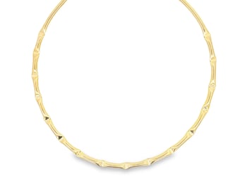 18K Gold Filled Bamboo Omega Choker, Vintage Inspired Statement Necklace