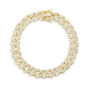 Cuban Link Bracelet, 18K Gold Filled statement Chain, 10mm Pave CZ, Demi Fine Jewelry