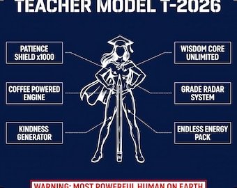 Teacher Appreciation PNG | Funny Superhero Sublimation Design | Gift Digital Download