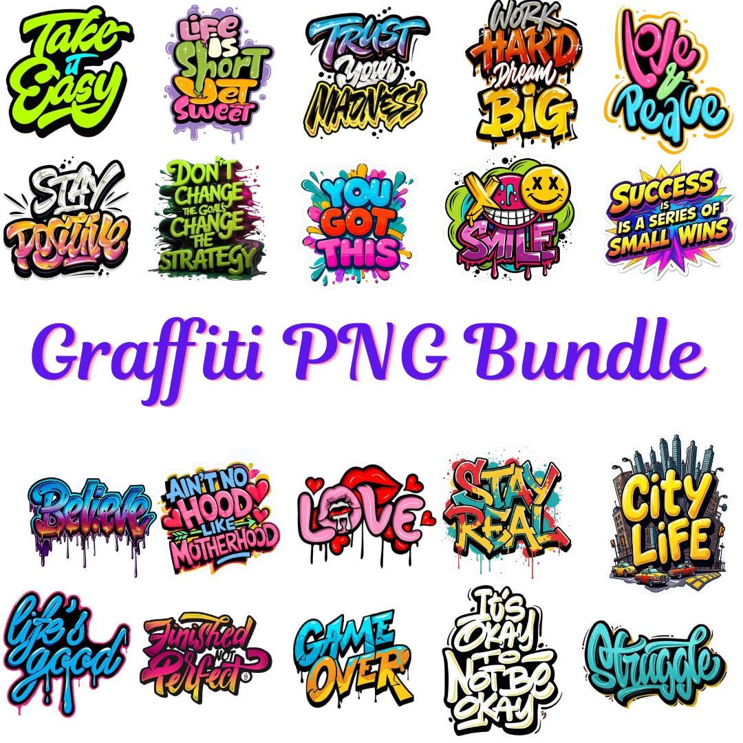 Colorful Graffiti PNG Bundle: Street Art Graphics (digital Download) - Etsy