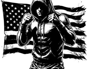 Boxing American Flag SVG PNG | Boxer Gift Fighter Gym T-Shirt | Cut File Instant Download