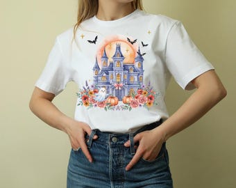 Trendy Haunted House PNG | Floral Fall Halloween Sublimation | Spooky Season Shirt Design