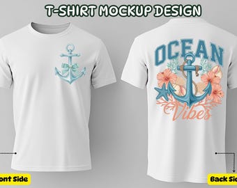 Beach Vibes Shirt PNG | Coastal Anchor Floral Front Back Design | Summer Sublimation Download