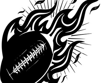 Flaming Football SVG PNG | Game Day School Football Playoff T-Shirt Design | Cut File Instant Download